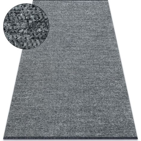 Teppich FLORENCE 24021 Einfarbig, Glamour, Flachgewebt, Fransen - Meeresfarbe grey 78x150 cm