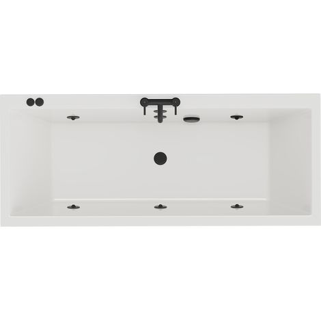 Slim Edge 1700mm x 700mm 6 Jet Matt Black V-Tec Double Ended Whirlpool Bath (1/5)