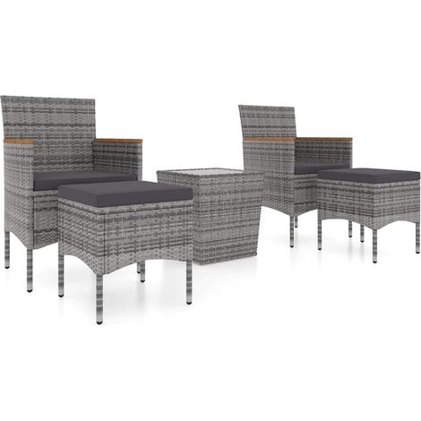 Maison Exclusive - 5-tlg. Garten-Bistro-Set Poly Rattan und Hartg (1/5)