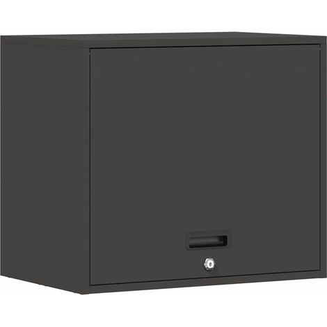 Armario de almacenamiento moderno para garaje de pared 60 x 40 x 53 cm con cerradura de seguridad diseño minimalista en acero negro 020052841 (1/5)