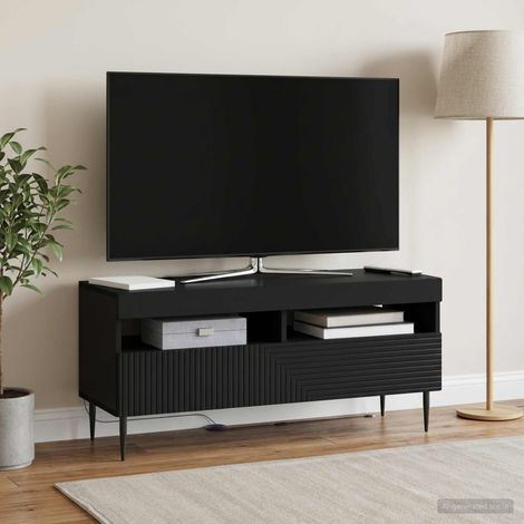 Irovami LED TV Stand Black Engineered Wood (1/5)