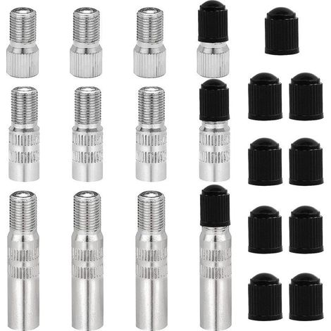 Lot de 12 extensions de valve en cuivre étamé avec bouchons de roues pour voiture, camion, caravane, van (19, 27, 39 mm) (1/5)