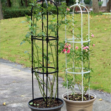Schwarzes Rankgitter für den Außenbereich, 8 mm Durchmesser, für den Hausgebrauch, U-förmige Stütze für Kletterpflanzen, ideal für Rosen – schwarze Rohre, 8 mm Durchmesser, Gesamthöhe 120 cm. Material (1/5)