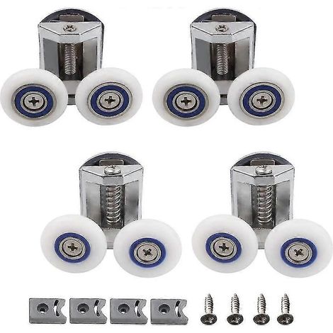 Kit de remplacement pour porte de douche (4 roulettes, 2 poulies supérieures et inférieures, 26 mm, alliage de zinc) : 2 roulettes supérieures (1/4)