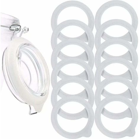 12 Pièces Remplacement de Joints de Bocal en Silicone, Joints d'étanchéité en Silicone étanche à l'air Pour Couvercle de Bocal Mason, Bocaux en Verre à large Ouverture (1/4)