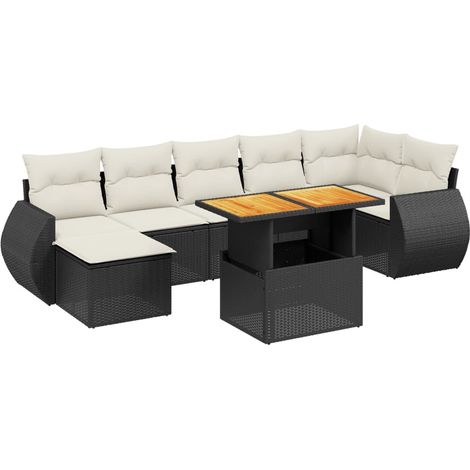 Maison Exclusive - Set Divani da Giardino con Cuscini 8 pz Nero in Polyrattan (1/3)