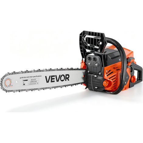 VEVOR Benzin Kettensäge 508mm 62ccm Motorsäge 2,7kW 2-Takt Motorkettensäge, für Holzarbeiten Baumschnitt Rodungsarbeiten, 11.500 U/min, Drehzahl-Synchronisierter Choke, Rutschfester Griff & zwei Tanks (1/5)