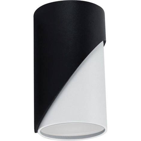 Lampada da soffitto a montaggio superficiale, tubo tondo, ZEBRA DWL GU10, nero/bianco (1/2)