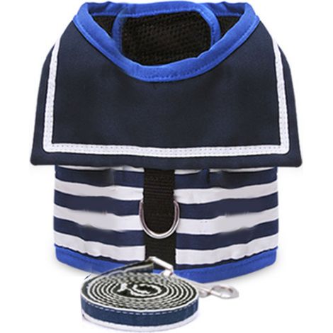 Ensemble harnais et laisse pour chien avec mousqueton en métal, mignon et petit, longueur réglable, accessoires de poitrine et de dos pour animaux de compagnie, bleu XL (1/4)
