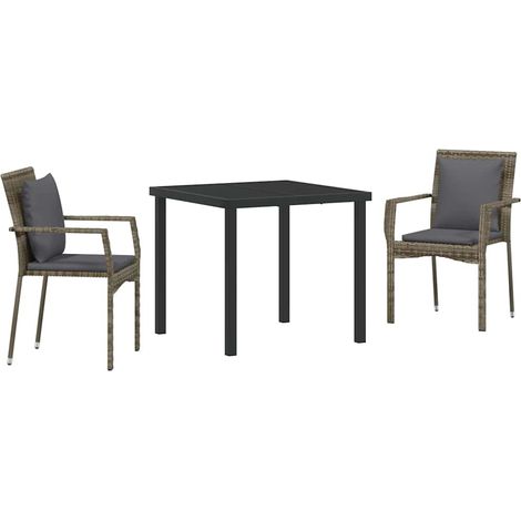 Maison Exclusive - Conjunto de Comedor de Jardín 3 pcs Gris ratán (1/5)
