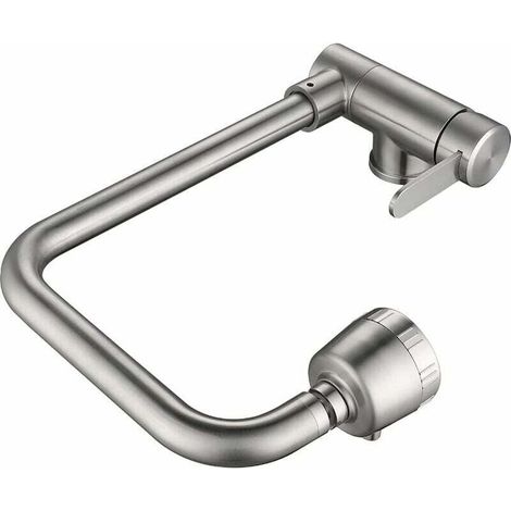 SJQKA Folding Kitchen Faucet, Folding kitchen faucet for under-window mounting with 2 spray patterns, 360° swivel sink tap made of 304 stainless steel (brushed nickel) (1/4)