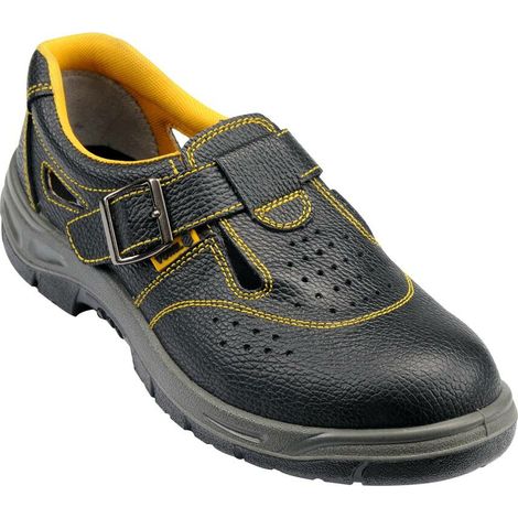 Sandalias de seguridad Vorel 72829 "Serra", tamaño 47, color negro y amarillo, diseño antideslizante y cómodo, ideal para trabajo pesado, protección y confort en el trabajo