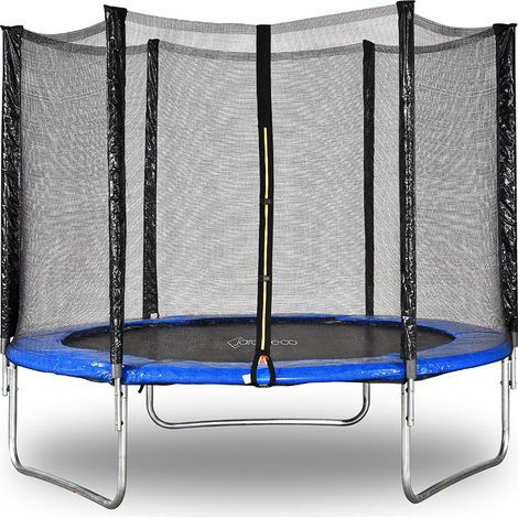 Trampoline Atlas Ø 2,44 m bleu – Charge maximale 50 kg – Structure en acier galvanisé – Filet de sécurité inclus – Jardideco