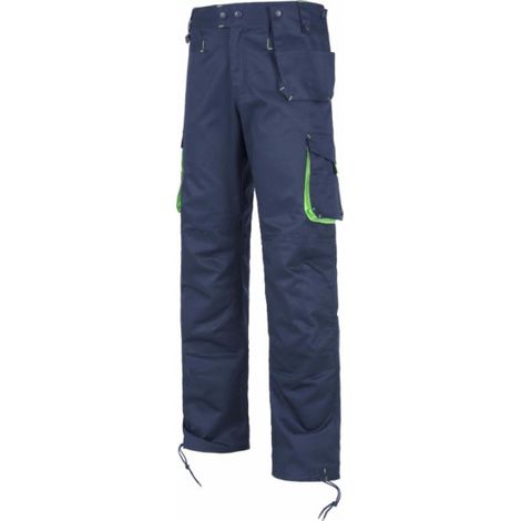 Pantalón con bolso desmontable para herramientas WORKTEAM Future WF1619 50 Marino+Verde Flúor