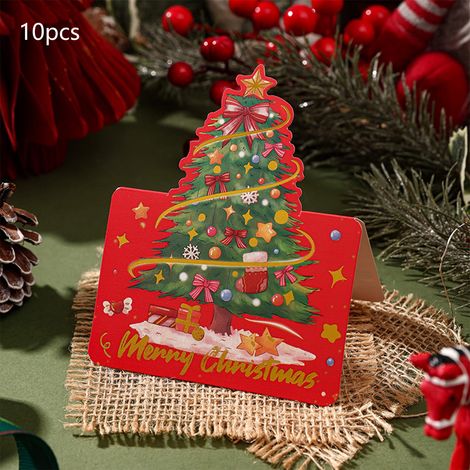 Cartes De Voeux De Noël - Arbre De Noël À Dorure - Papier Kraft Vintage Avec Fleurs Séchées - 20 Pièces - 13,6 X 9,8 Cm (1/5)