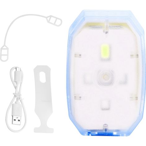 Lampe LED de sécurité nocturne rechargeable USB légère pour course et vélo en extérieur, bleue (1/5)