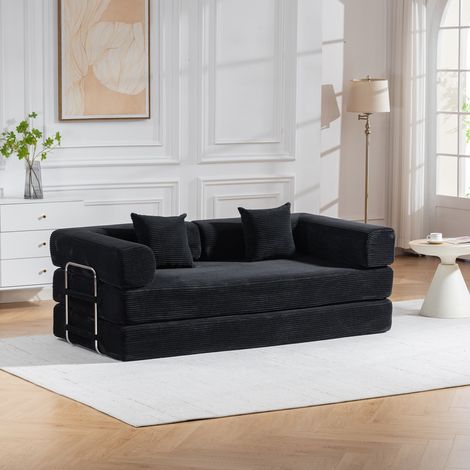 2-Sitzer Schlafsofa aus Cord mit Kissen und Liegefunktion (1/5)