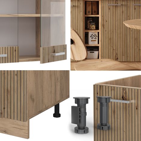 Cuisine R-Line, Chêne Artisan/Chêne doré, 160 cm sans plan de travail, Vicco