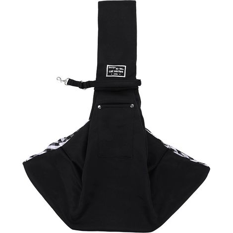 Borsa per il trasporto di cani - Borsa reversibile per cuccioli con scomparto portaoggetti, borsa per il trasporto di cani a mani libere (nera) (1/2)