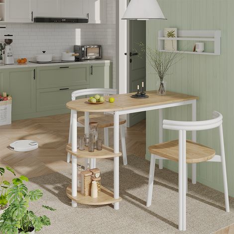 Table de cuisine Freetown, Chêne doré/blanc, 110x50cm avec étagères ouvertes, Vicco