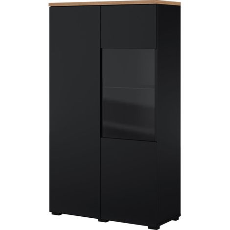 Vaisselier 2 portes Liko Noir et Bois (1/5)