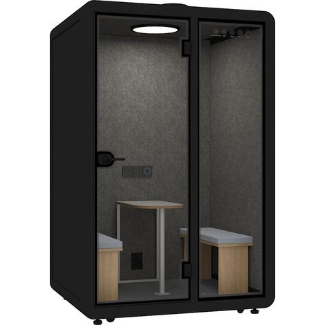 Cabine acoustique en aluminium et verre trempé - 2 personnes - Avec mobilier - Noir - NABARU (1/5)
