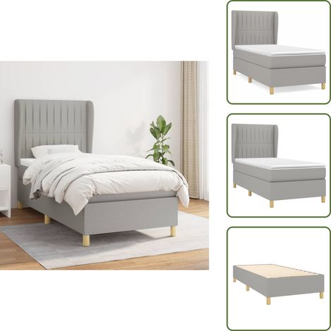 Boxspringbett mit Matratze Hellgrau 90x200 cm Stoff - Boxspringbett - Doppelbett - Bettenrahmen - Lattenrost - Matratze (1/5)