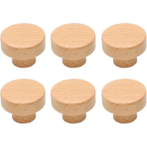 Lot de 6 poignées de porte en bois naturel (35 mm) - pour buffets, meubles de salle de bain, tiroirs de chambre, meubles de cuisine - 35 mm (1/5)