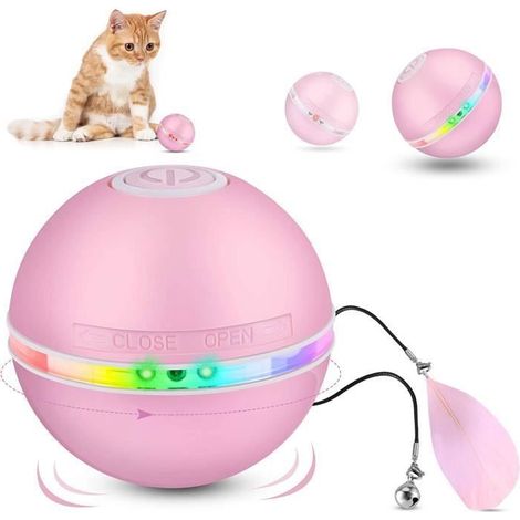 Jouet Pour Chat Interactives Balles Pour Chats Avec Lumières Led,Auto-Rotative à 360 Degrés,Chargement Usb,Pour Animaux Chien-Ywey (1/4)