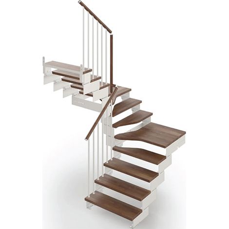 Scala 1 giro 10 gradini - Larghezza 75cm - Noce e antracite - COMPO75U/SBMNOY-10