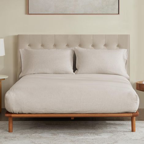 Drap-Housse 100% Lin, 140x200 cm, Profondeur de Poche 30 cm, Housse de Matelas élastique Ultra Respirante, Doux au Toucher, Beige/Naturel (1/5)