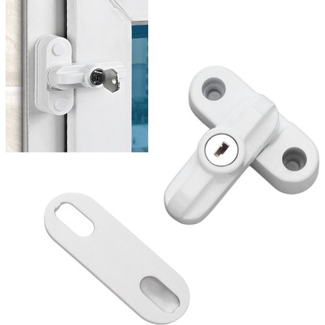 Fensterschloss für nach außen öffnende Fenster, T-förmiges Schloss, Drehkippfensterschloss, Diebstahlsicherung aus Aluminiumlegierung, weiß.