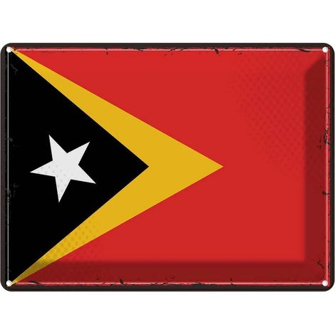 Plaque métallique 30x40 cm Timor oriental rétro Drapeau du Timor oriental Armoiries (1/5)