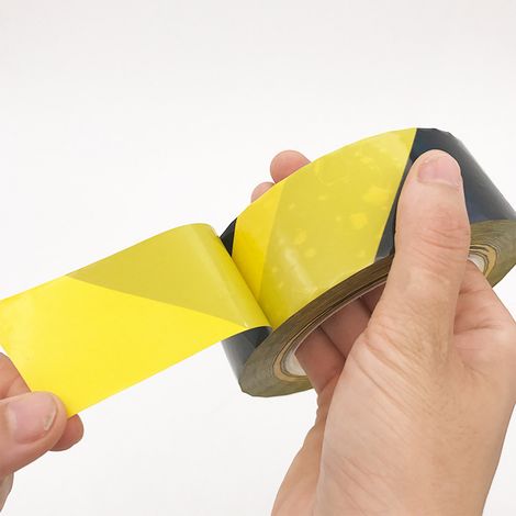 Ruban d'avertissement PVC 4,8cm x 30m noir et jaune rayé adhésif sécurité pour mur sol tuyau (1/5)