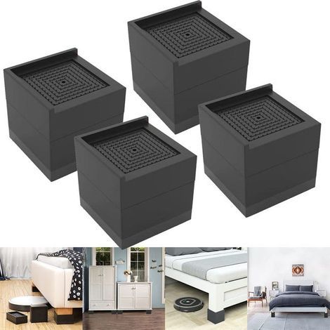 A set of 4 bed riser wedges and furniture riser blocks, suitable for raising furniture legs. (1/5)