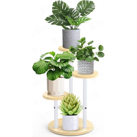 Porte Plante Interieur, Plusieurs Niveaux Plante D'étagère à Fleurs D'angle, Support De Plante En Métal Bois, 3 Niveaux Tabouret Plante, Exterieur Étagères Pour Jardin/Salon(Plante Non Inclus) (1/5)