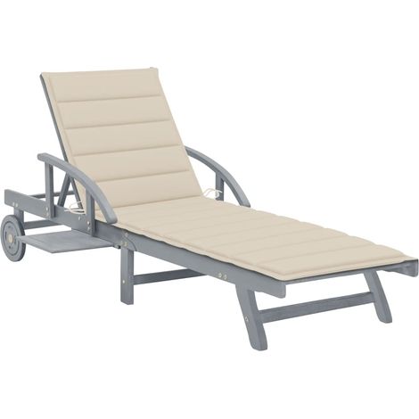 Chaise longue de jardin avec coussin Bois d'acacia solide