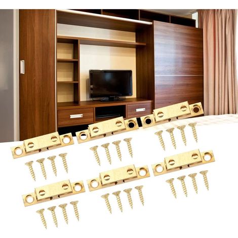 Lot De 6 Loquets De Porte D'armoire En Laiton Avec Vis Dorée Pour La P (1/5)