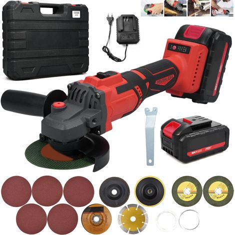 Ej.Life – Meuleuse d'angle sans fil 21V avec 2 batteries 4.0Ah – Moteur Brushless 9000RPM – Disque de 100mm pour coupe précise – Utilisation facile (1/5)