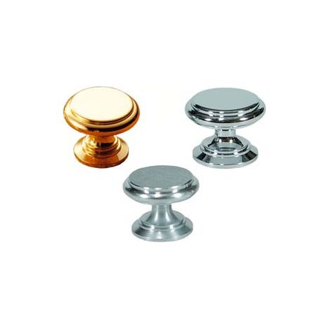 POMOLI PER MOBILI IN OTTONE PIATTI SAGOMATI- - ø mm.32 in ottone cromato lucido - 5 pezzi