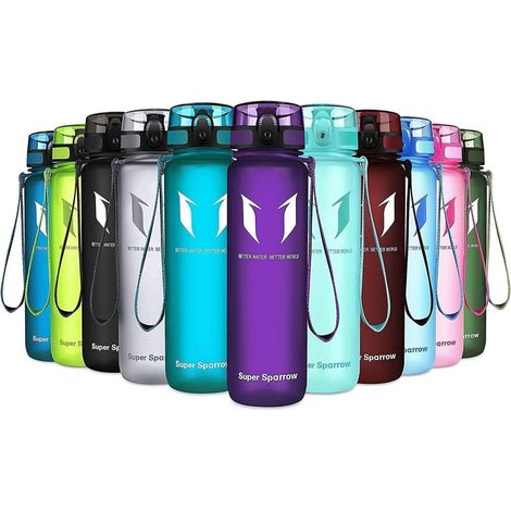 Bouteille d'eau sport Tritan 1000ml sans BPA, étanche, légère, violette (1/5)