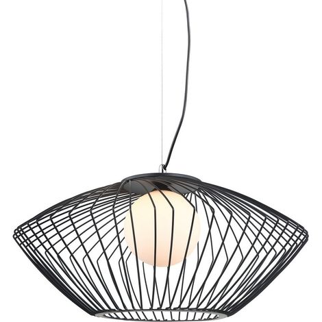 Italux Zeno - Pendentif suspendu moderne noir 1 lumière avec abat-jour noir, blanc, E27 (1/2)