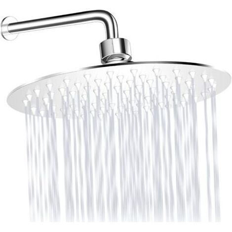 Regenduschkopf, 20 cm Runder Duschkopf aus 304 Edelstahl mit Anti-Verstopfungs-Silikon-Gel (1/5)