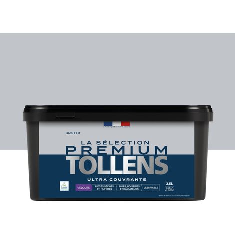 Tollens - Peinture intérieure couleurs - La Sélection Premium Velours - Ultra Couvrante - Gris Fer 2,5 L - 30m²