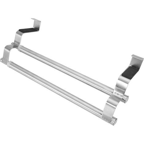 Porte-serviettes escamotable en acier inoxydable, barre double ou simple, étagère pour salle de bain et chambre (40 cm, double) (1/3)