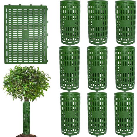 Protection tronc arbre lot de 10 plastique extensible 37x25 cm trous aeration anti rongeurs tondeuse (1/5)