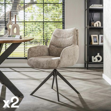 Fauteuil de table pivotant en tissu chenille sable (x2) TAJ (1/5)