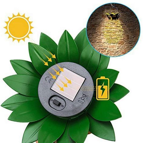Guirlande lumineuse solaire, lanterne en fer, guirlande LED en fil de cuivre, étanche, pour usage extérieur, décoration de jardin, suspension lumineuse (1/5)