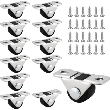 Set mit 12 geräuscharmen Gummirollen (1,2 cm) für Möbel Gummirollen mit Stahl-Oberplatte für Schränke, Werkzeugkästen und Kleingeräte (1/5)