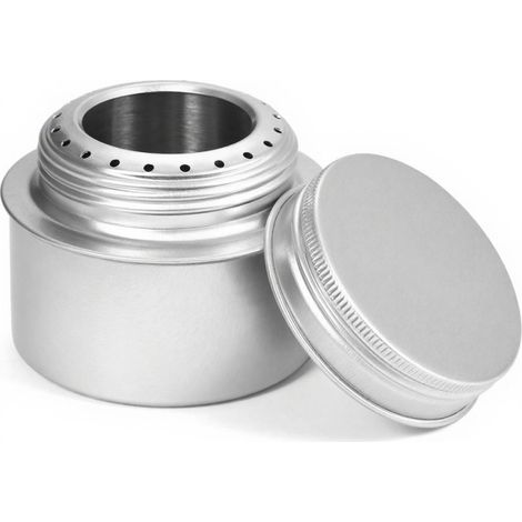 Irovami Réchaud à alcool portable mini en alliage d'aluminium avec couvercle, idéal pour le camping, la randonnée et le trekking. (1/5)